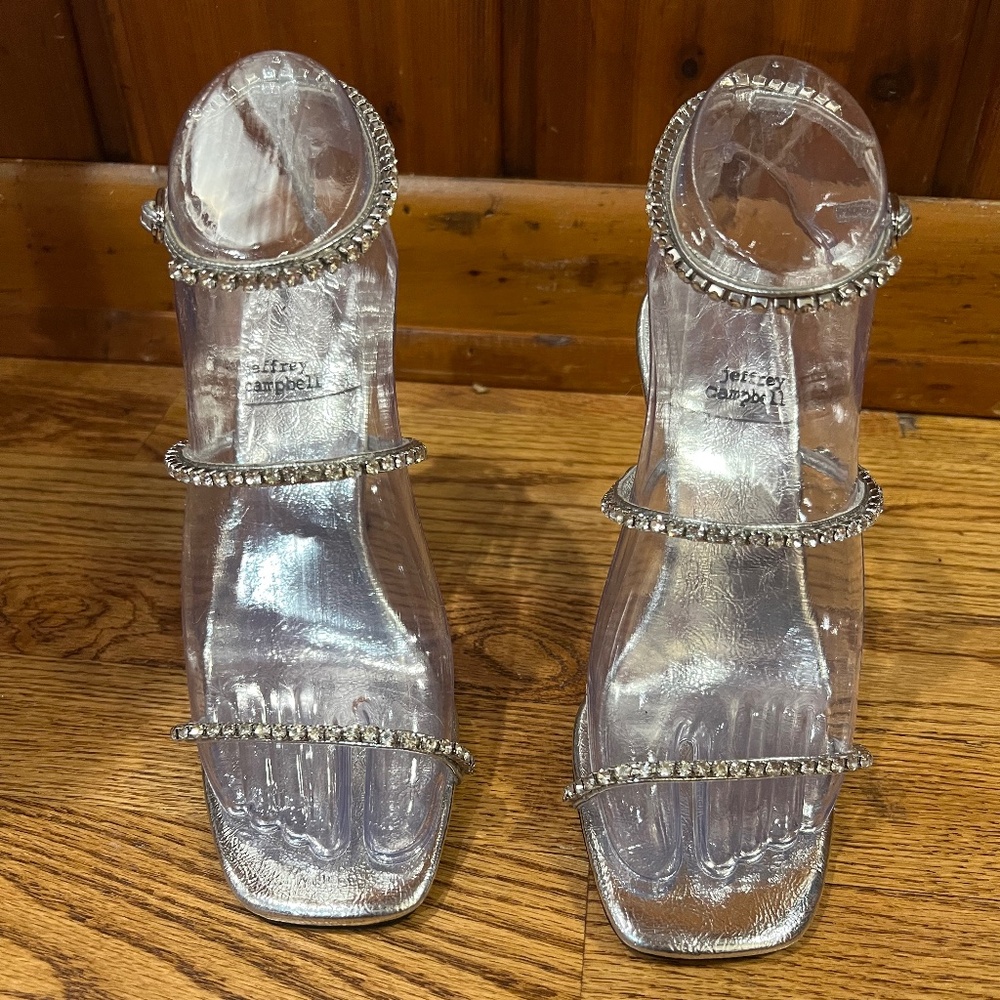 Jeffrey Campbell Lucite Heels Rhinstone Straps 5.5